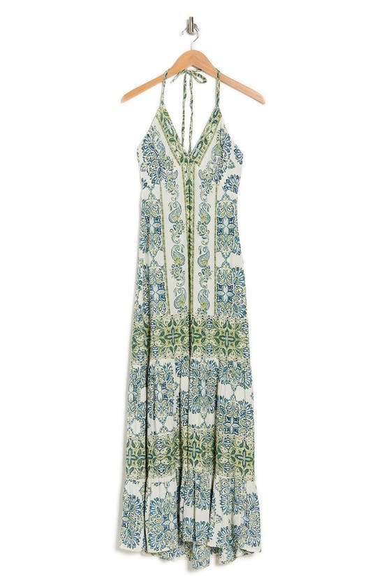 Angie Halter Maxi Dress In White-blue