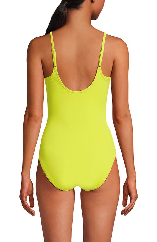 Shop Lands' End Plus Size Chlorine Resistant Scoop Neck High Leg Tugless Tank Thin Strap One Piece Swimsu In Sunlight Lime