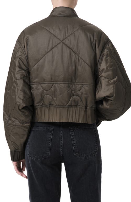 Shop Agolde Iona Quilted Nylon Jacket In Olive