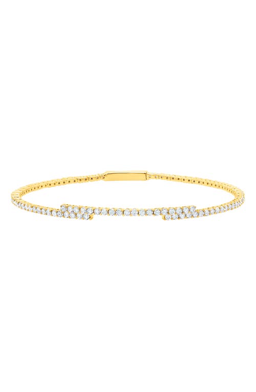 Cubic Zirconia Regal Flex Bangle Bracelet in Gold