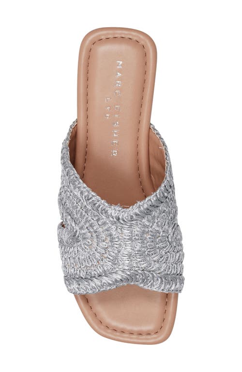 Shop Marc Fisher Ltd Narda Raffia Slide Sandal In Metallic Silver