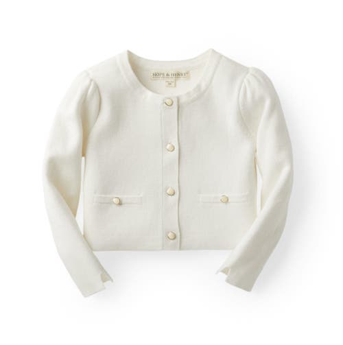 Hope & Henry Girls' Milano Stitch Cardigan, Infant In White