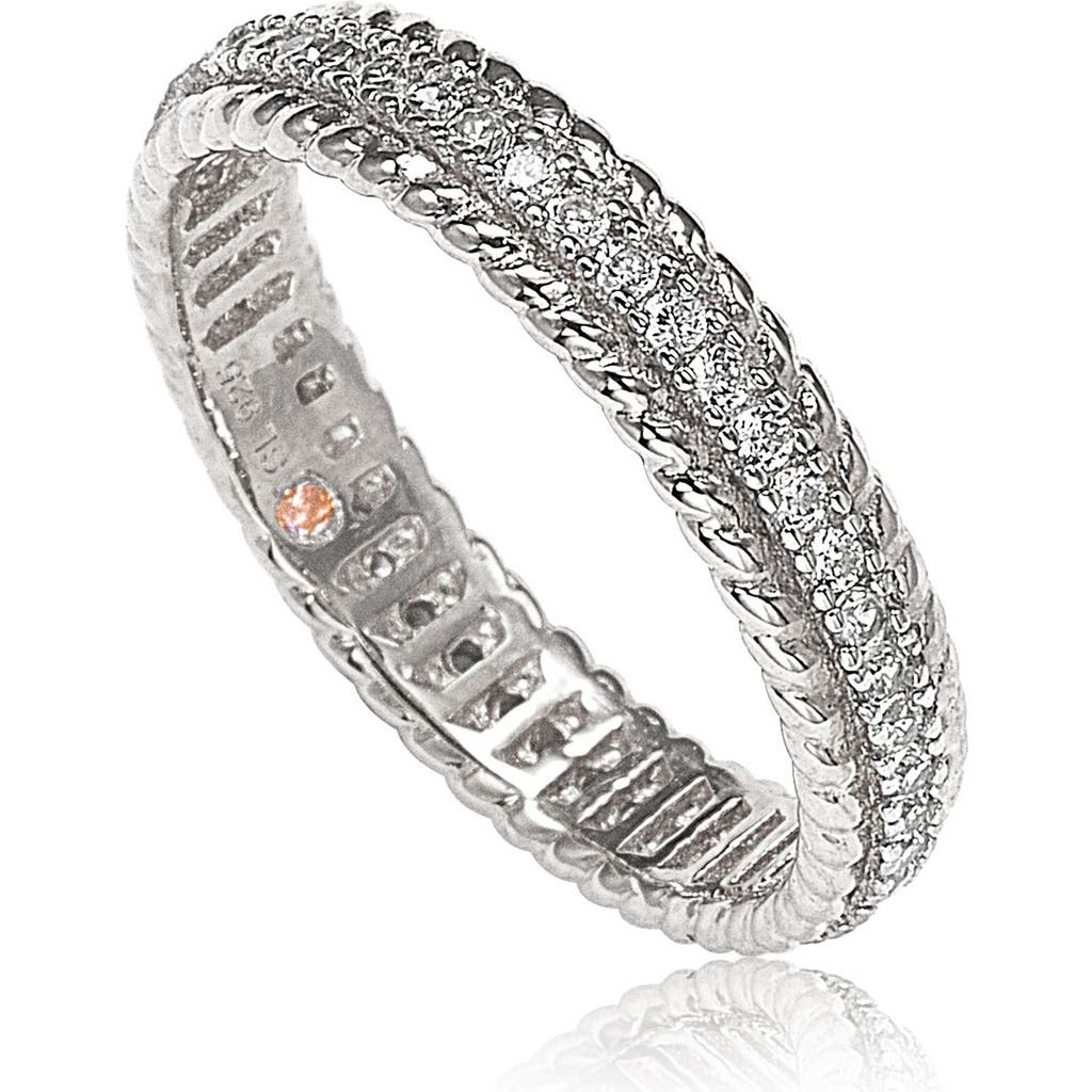 Suzy Levian French Filigree Cubic Zirconia Eternity Ring In White