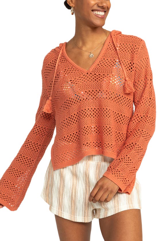 Shop Roxy After Beach Break Ii Cover-up Hoodie Sweater In Apricot Brandy