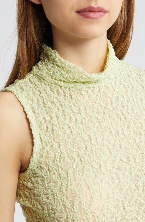 Frame Mock Neck Lace Tank In Mint Green