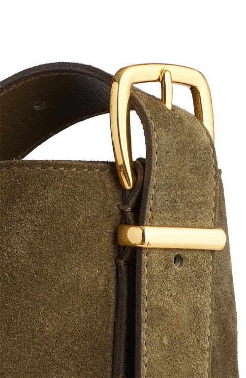 Madewell Essentials Suede Bucket Bag In Shaded Olive