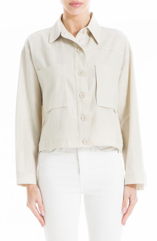 Max Studio Boxy Linen Blend Utility Jacket In Natural