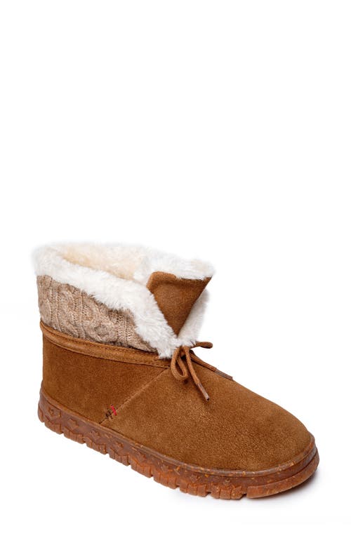 Minnetonka Norean Faux Fur Lined Slipper Bootie In Tan