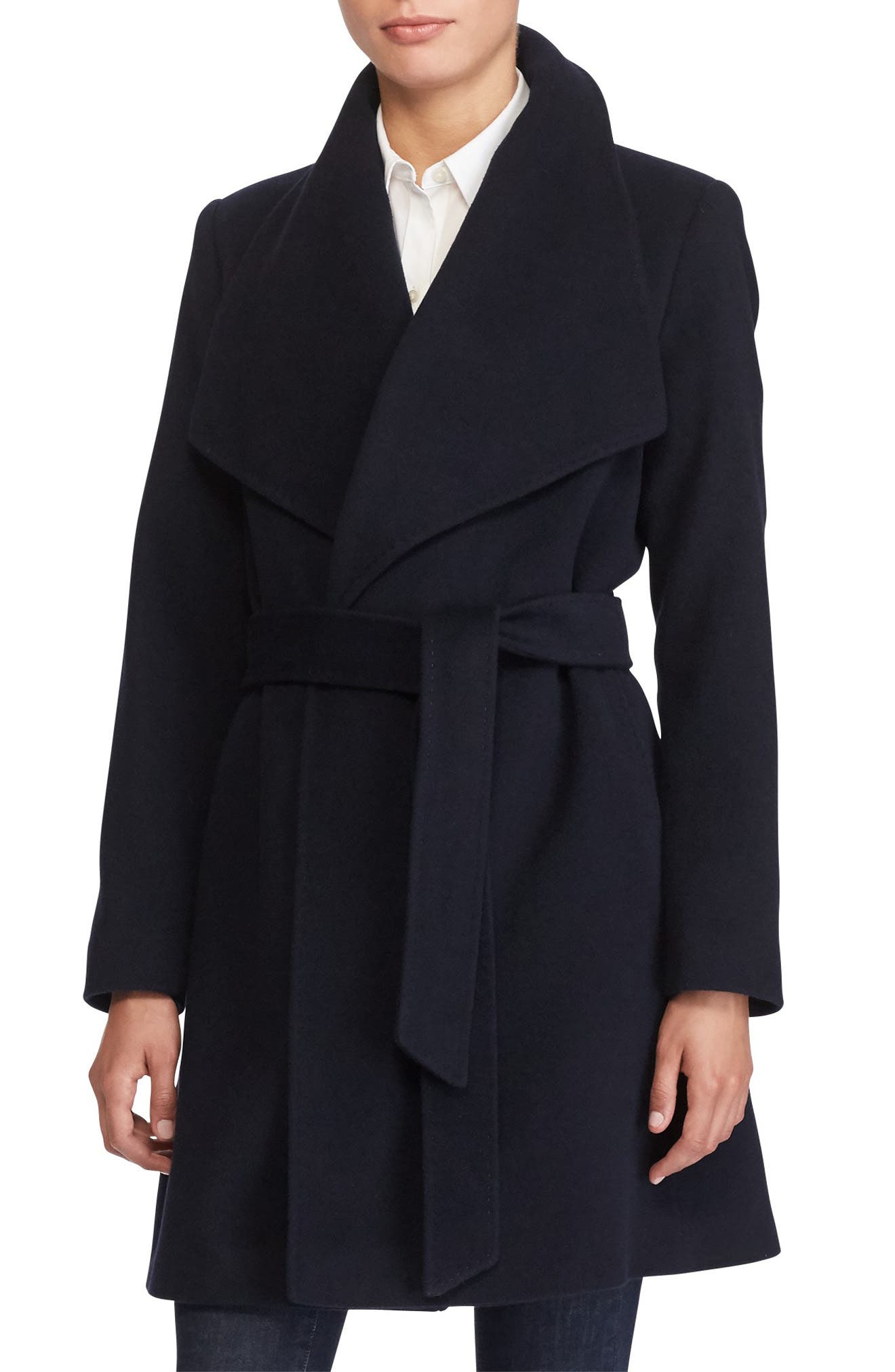 navy wool wrap coat