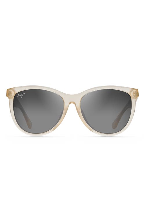 Maui Jim Glory Glory 56mm PolarizedPlus2 Cat Eye Sunglasses in Milky Almond/Neutral Grey at Nordstrom