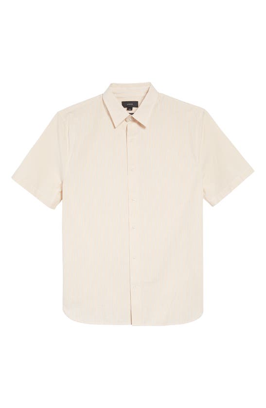 Vince Peninsula Stripe Short Sleeve Button-up Shirt In Warm Oat