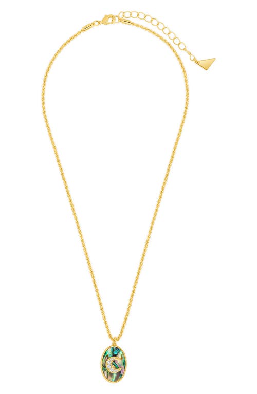 Sterling Forever Carrie Cubic Zirconia Abalone Night Sky Pendant Necklace In Gold
