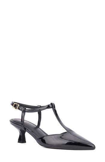 New York And Company Vina T-strap Pump In Black Patent