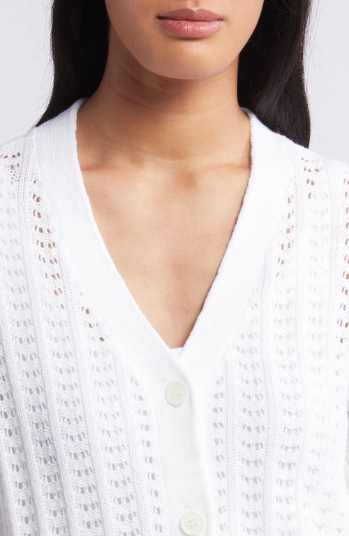 Shop Caslonr Caslon(r) Open Stitch Short Sleeve Cardigan In White