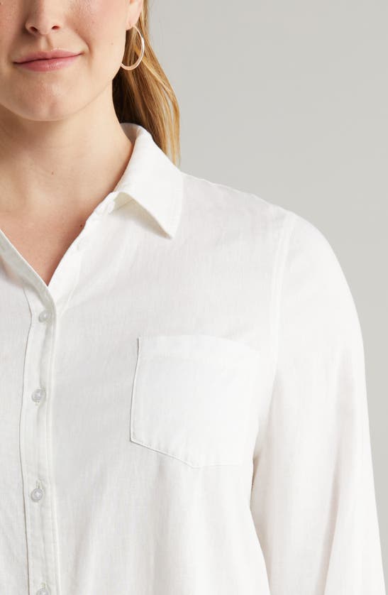 CASLON CASLON(R) LONG SLEEVE LINEN BLEND BUTTON-UP SHIRT