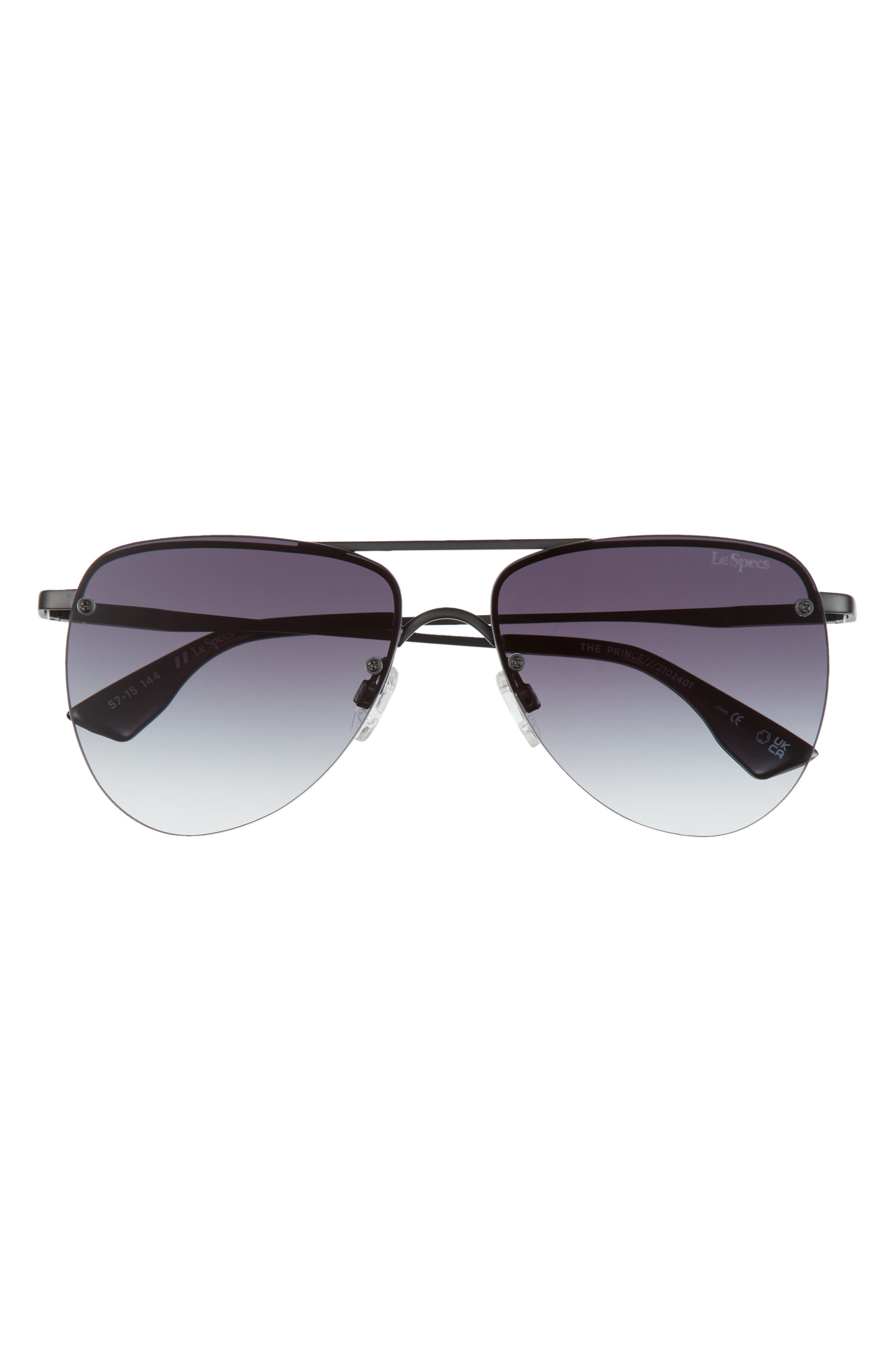 Le Specs The Prince 57mm Aviator Sunglasses in Matte Black/Cool Smoke Grad at Nordstrom
