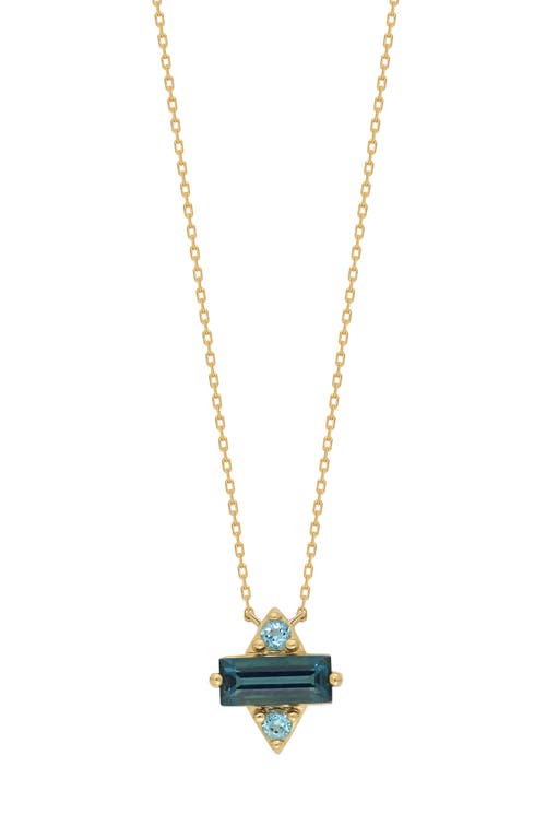BLC 14K Gold Semiprecious Stone Pendant Necklace in 14K Yellow Gold Blue Topaz
