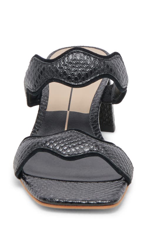 Dolce Vita Ilva Mid Slide Sandal In Onyx Embossed Leather