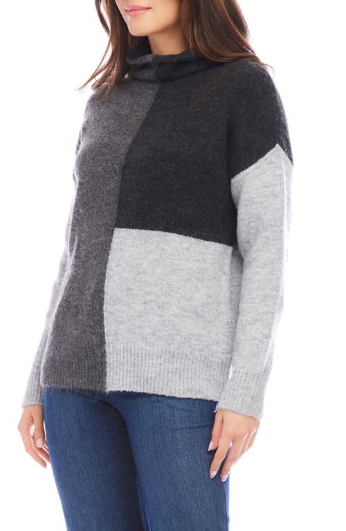 Shop Karen Kane Colorblock Funnel Neck Sweater In Gray