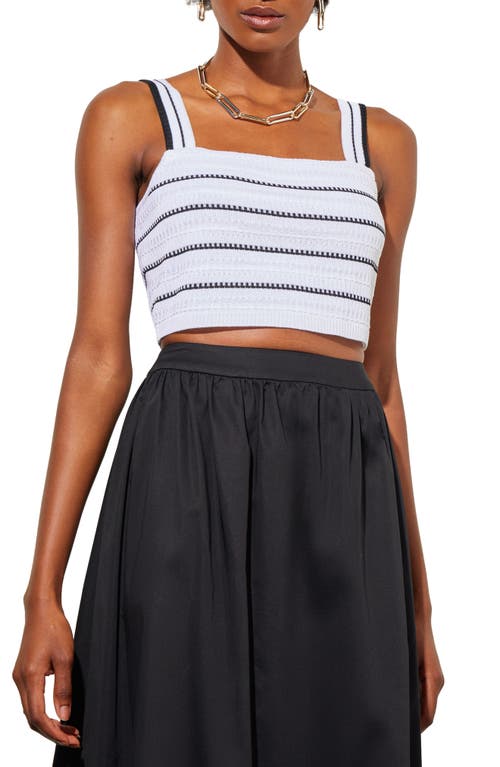 Ming Wang Stripe Knit Crop Tank In White/black