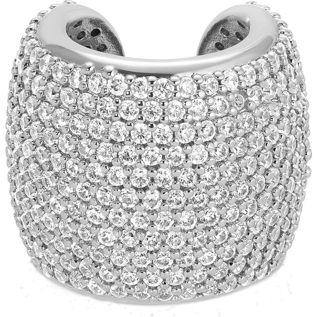 Ettika Plated Crystal Statement Chunky Cuff Earrings In Silver