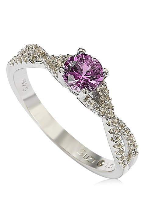 Sterling Silver & Pink Sapphire Crossover Ring