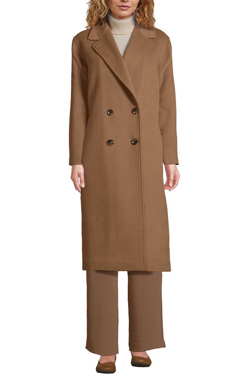 Shop Lands' End Insulated Double Breasted Wool Coat In Honey Beige