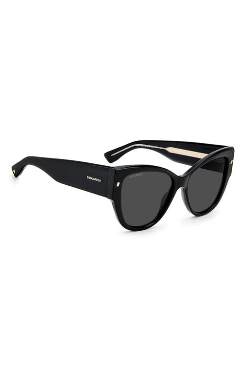 Shop Dsquared2 56mm Cat Eye Sunglasses In Black Gold/grey