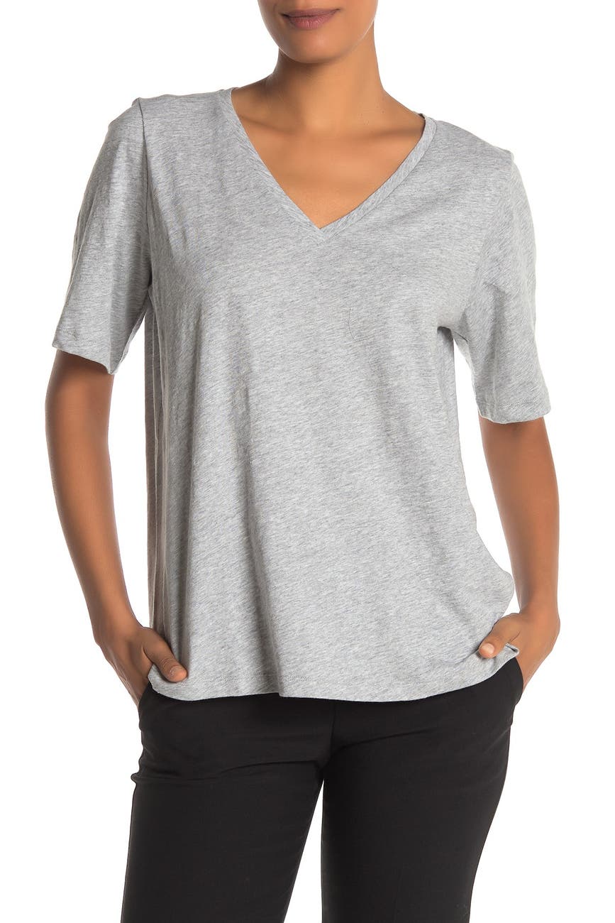 Eileen Fisher | Organic Cotton Heathered V-Neck T-Shirt | HauteLook