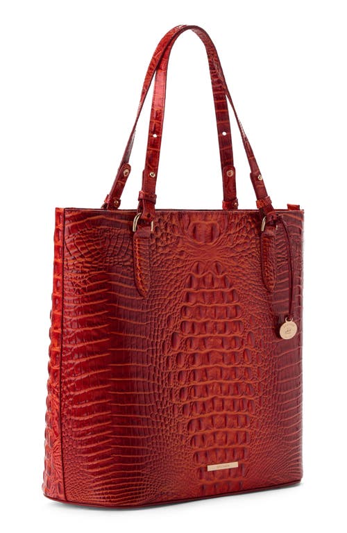 Shop Brahmin Ezra Croc Embossed Leather Tote In Radiant Red