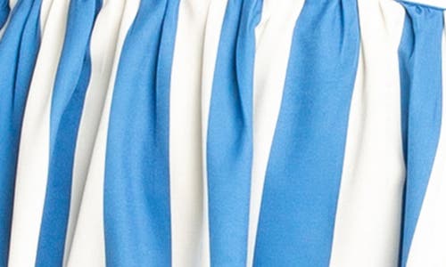 Buxom Couture Stripe Halter Dress In Blue Stripe