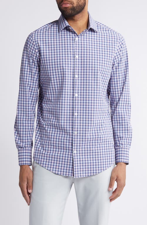 Leeward Trim Fit Plaid Performance Button-Up Shirt in Coastal Plaid