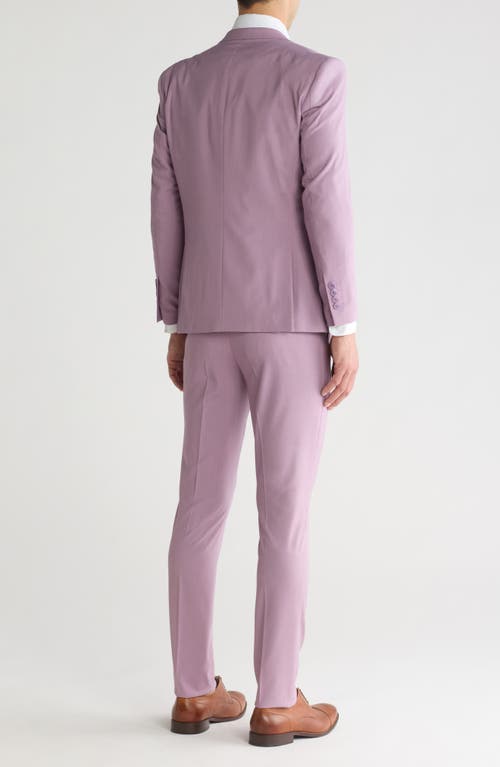Gino Vitale Skinny Fit Solid Stretch Three Piece Suit In Lilac