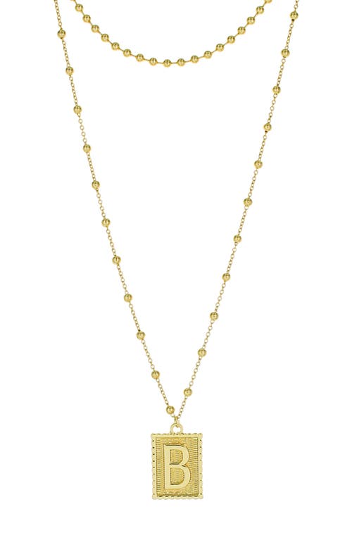 Panacea Initial B Dot Layered Pendant Necklace in Gold