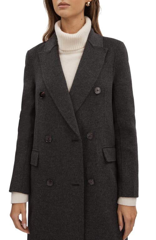 Shop Reiss Arla Double Breasted Wool Blend Coat In Charcoal