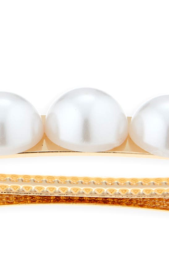 Shop Tasha Imitation Pearl Barette In Gold Pearl