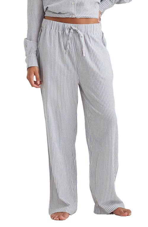 Papinelle Sabine Stripe Seersucker Pajama Pants in White /French Blue 