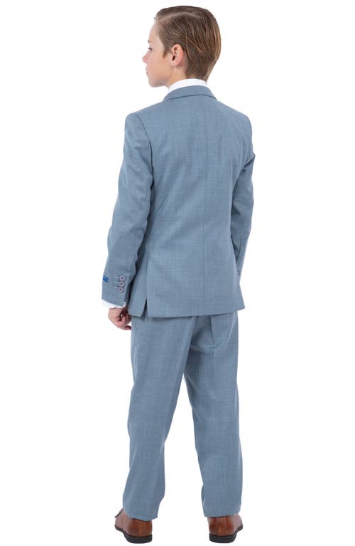 Perry Ellis Kids' Smoke Blue Five-piece Sharkskin Suit In Smoke Blue