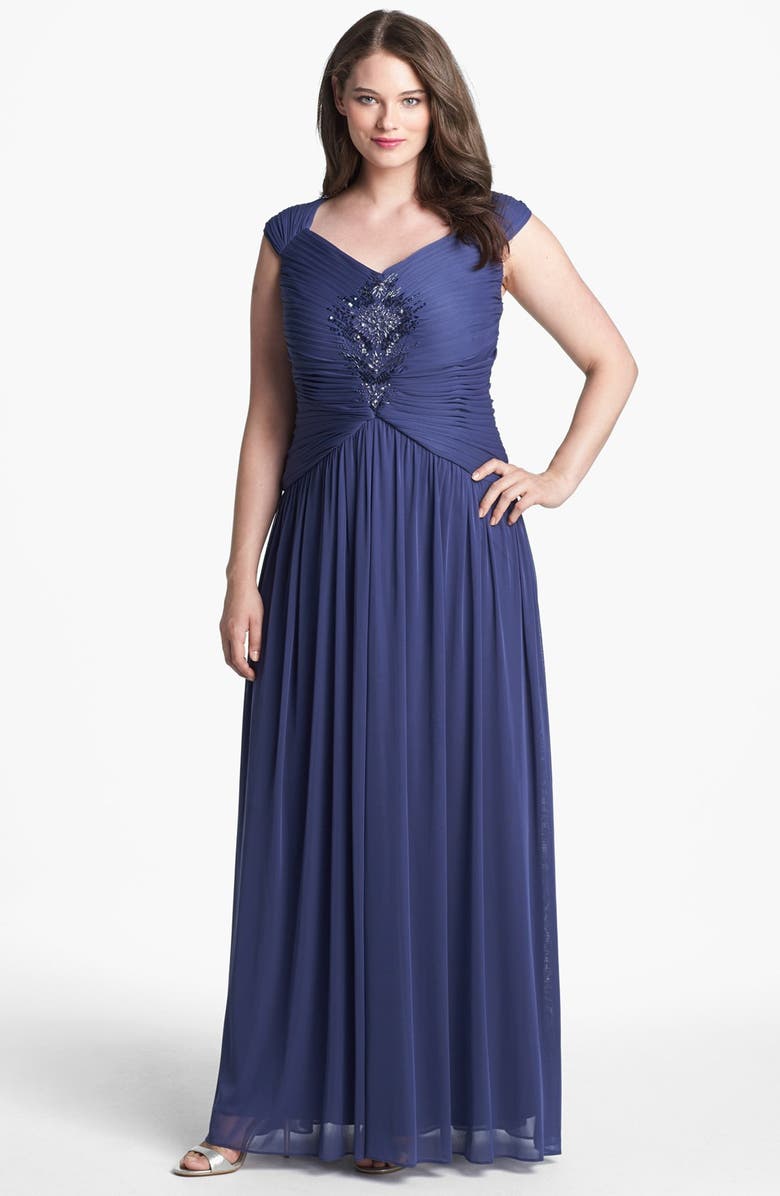Adrianna Papell Embellished Pleat Gown (Plus Size) | Nordstrom