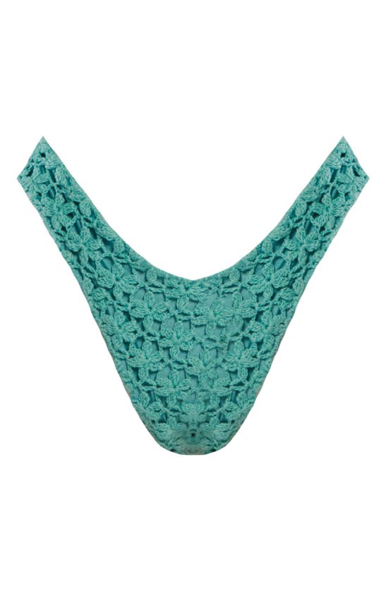 Shop Capittana Savanah Floral Crochet Bikini Bottoms In Blue