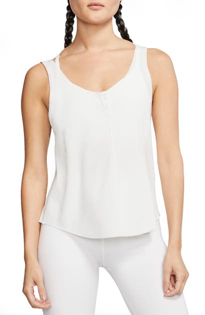 Nike Yoga Luxe Tank Top In White/ Platinum