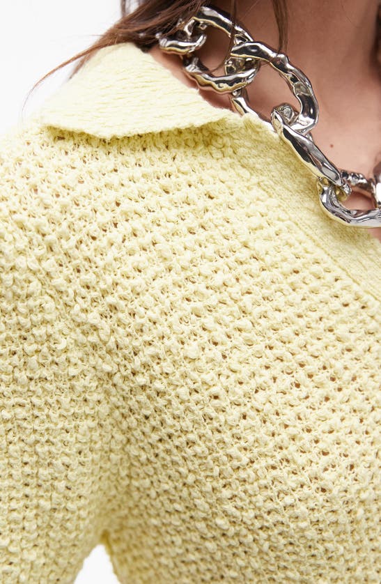Shop Topshop Stitchy Textured Short Sleeve Sweater In Light Yellow