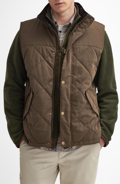 Shop Barbour Elter Quilted Gilet Vest In Dark Olive