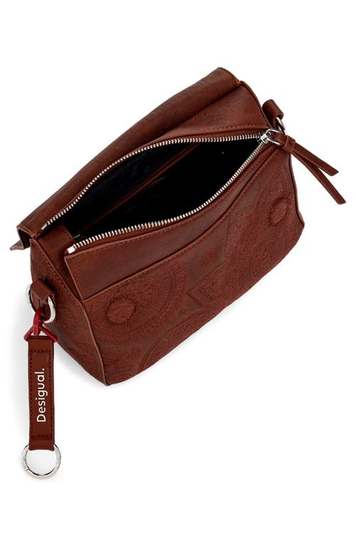 Desigual Embroidered S Handbag In Brown