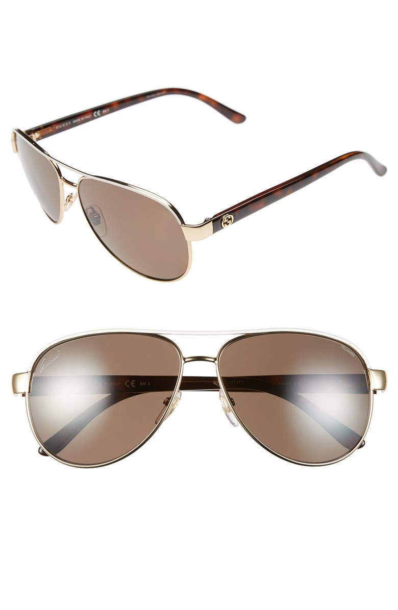 Gucci 58mm Polarized Aviator Sunglasses | Nordstrom