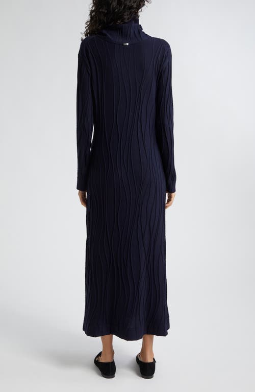 Shop Herno Long Sleeve Virgin Wool Jacquard Sweater Dress In Navy