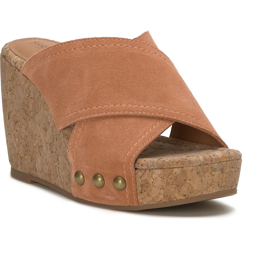 Shop Lucky Brand Valmai Platform Wedge Slide Sandal In Sunburn