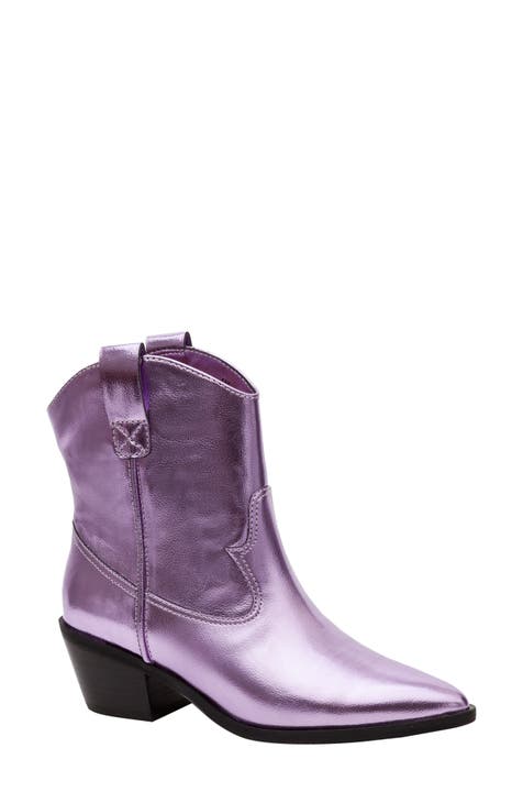 Purple Violet Plaid Women's Boots