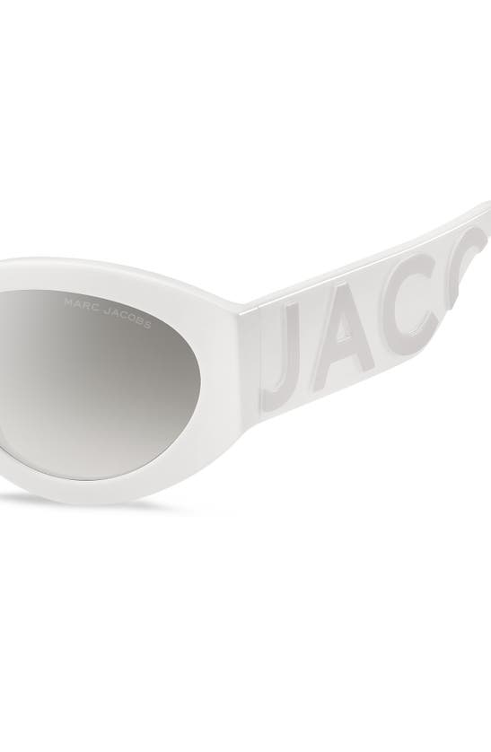 Shop Marc Jacobs 54mm Round Sunglasses In White Grey/ Grey Silver