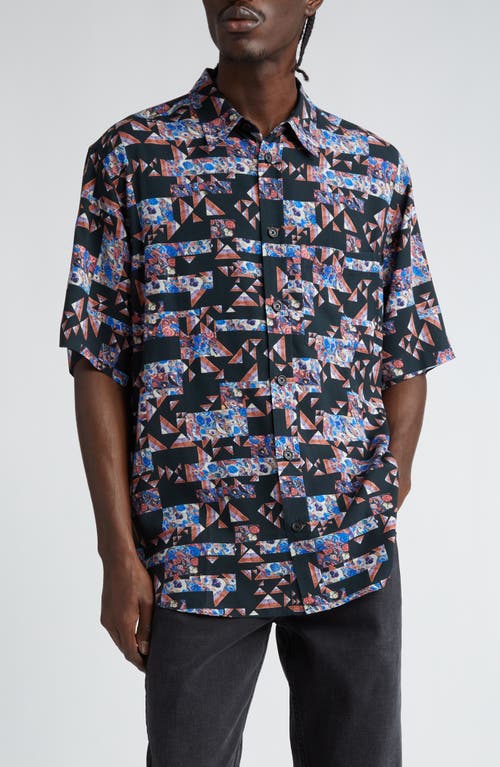 Isabel Marant Vabilio Geometric Print Button-Up Shirt Blue at Nordstrom,